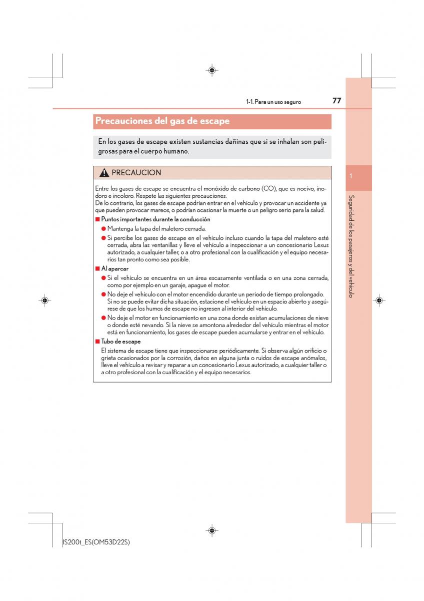 Lexus IS200t III 3 manual del propietario / page 77