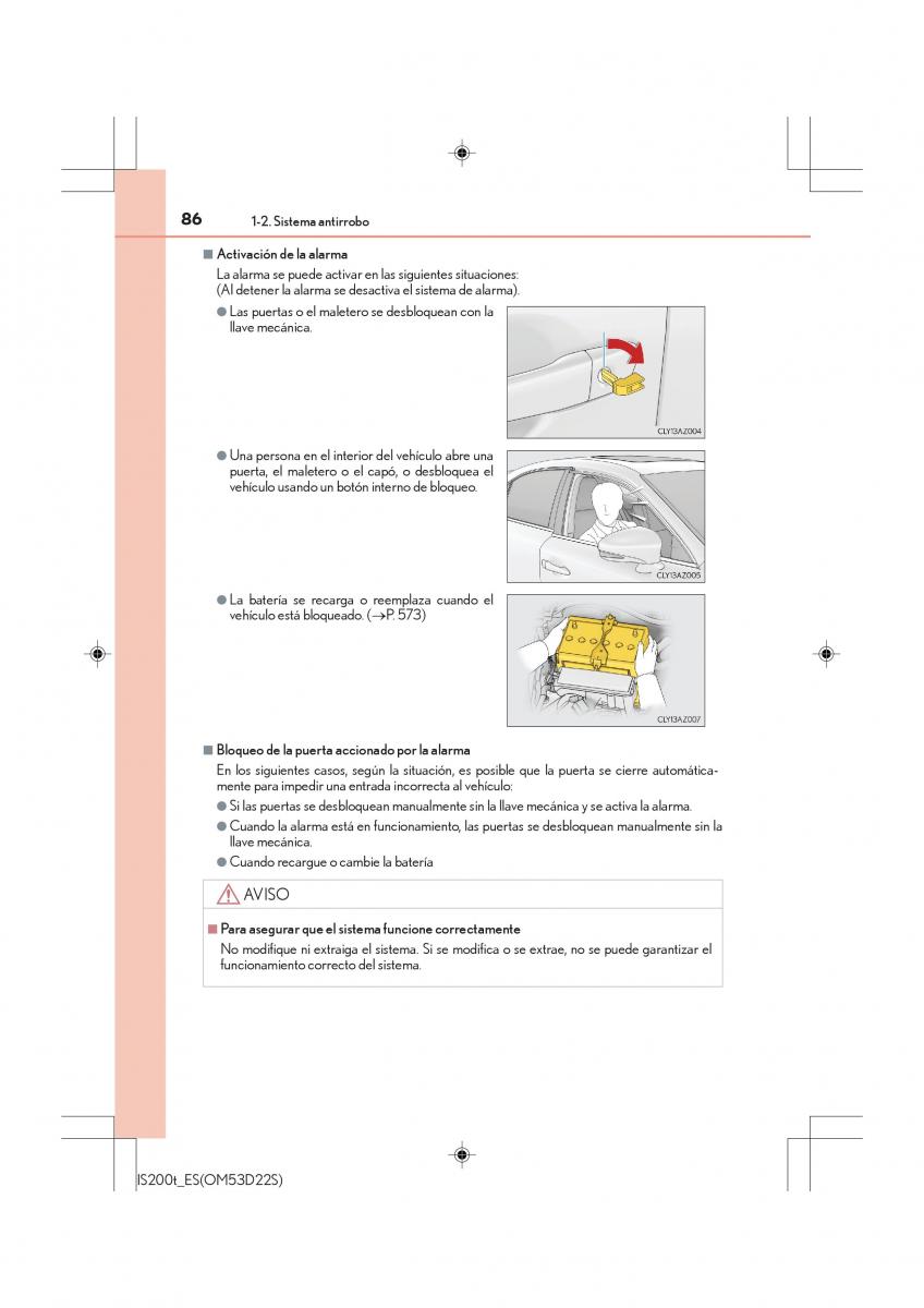 Lexus IS200t III 3 manual del propietario / page 86