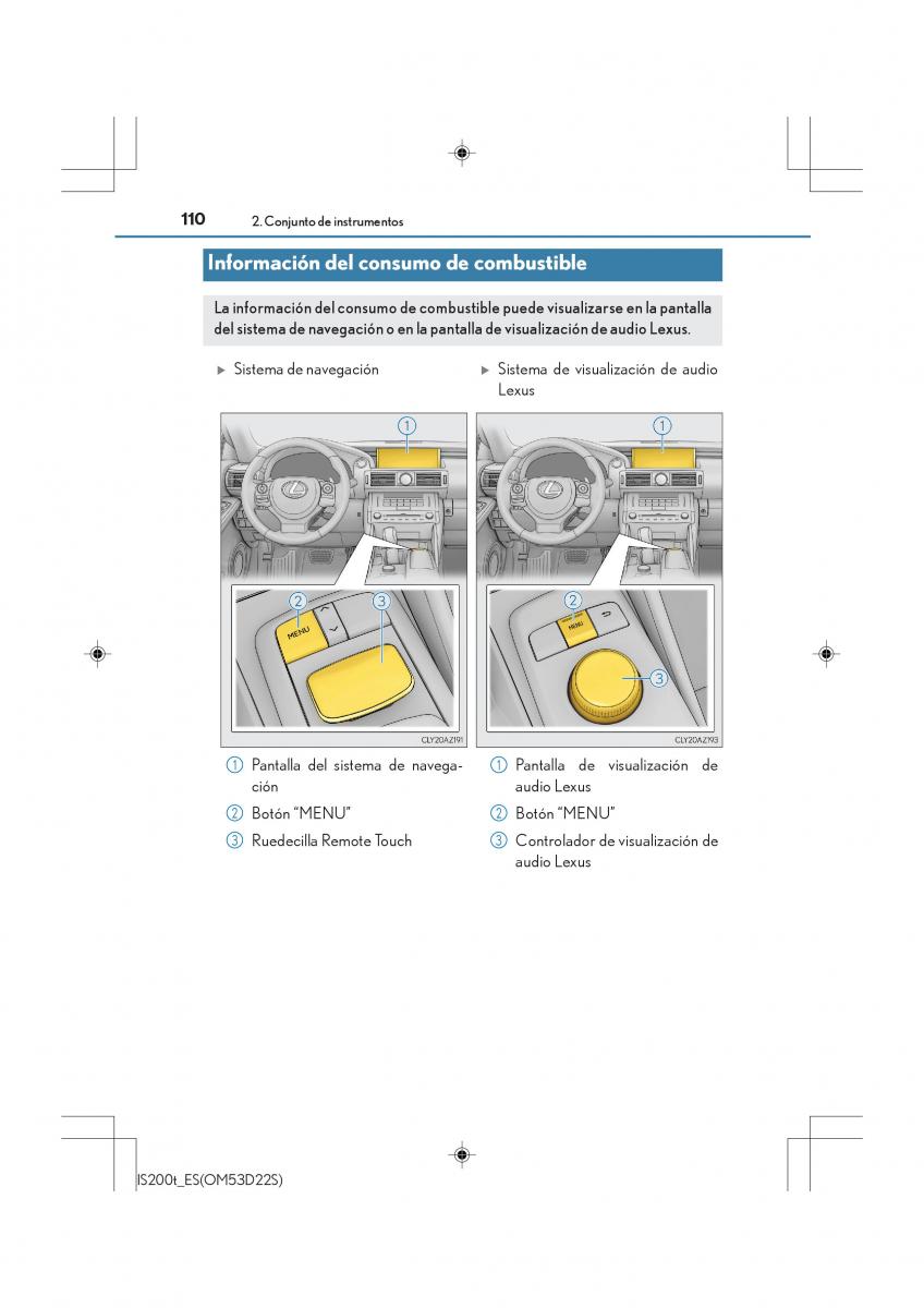 Lexus IS200t III 3 manual del propietario / page 110