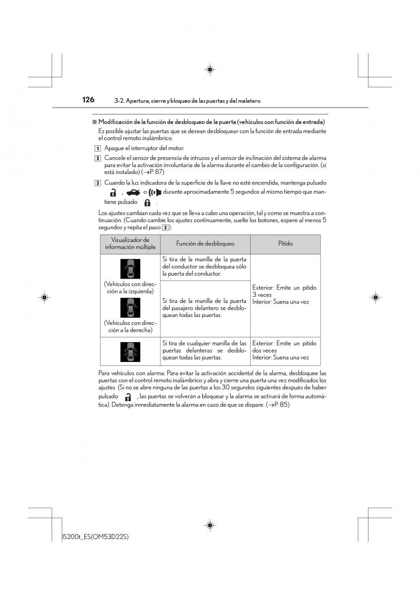 Lexus IS200t III 3 manual del propietario / page 126