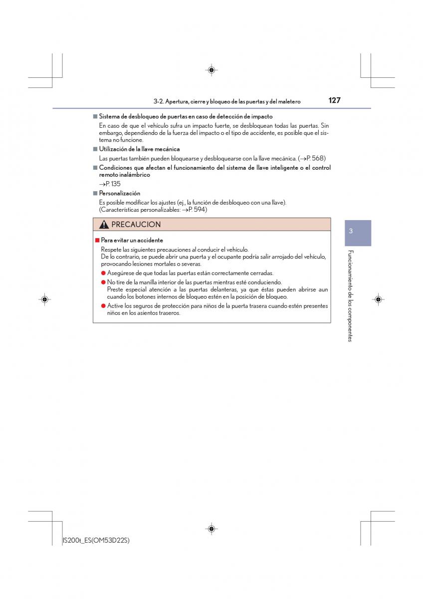 Lexus IS200t III 3 manual del propietario / page 127