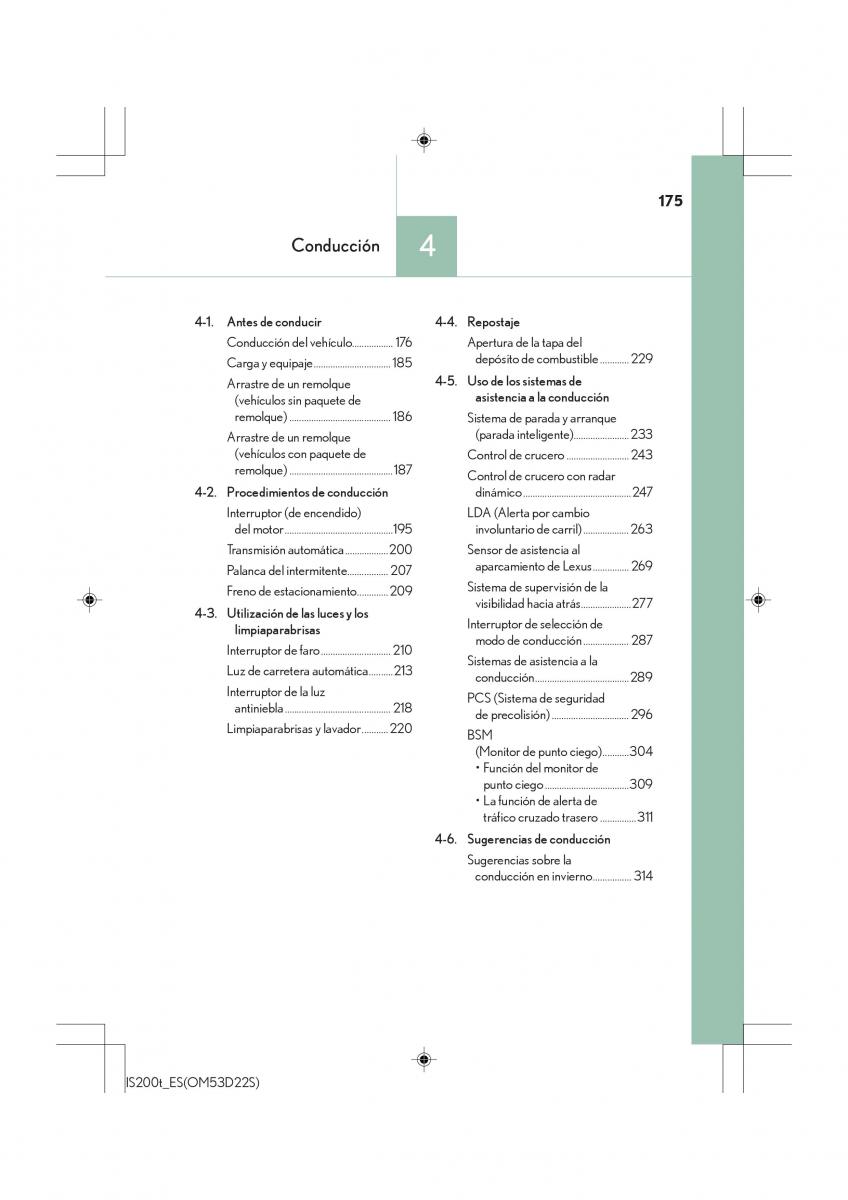 Lexus IS200t III 3 manual del propietario / page 175