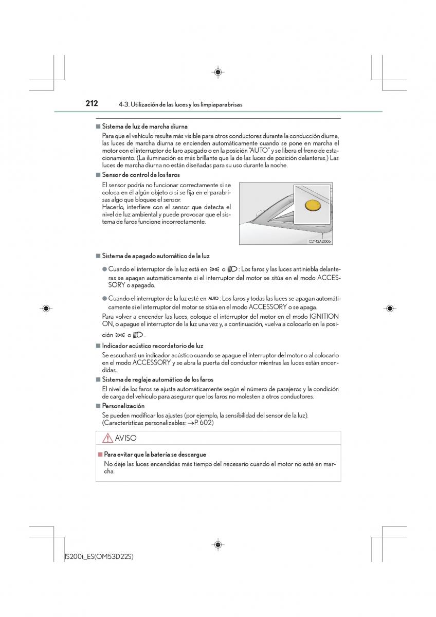 Lexus IS200t III 3 manual del propietario / page 212