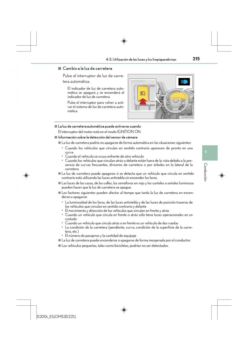 Lexus IS200t III 3 manual del propietario / page 215