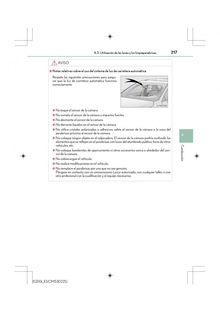 Lexus IS200t III 3 manual del propietario / page 217