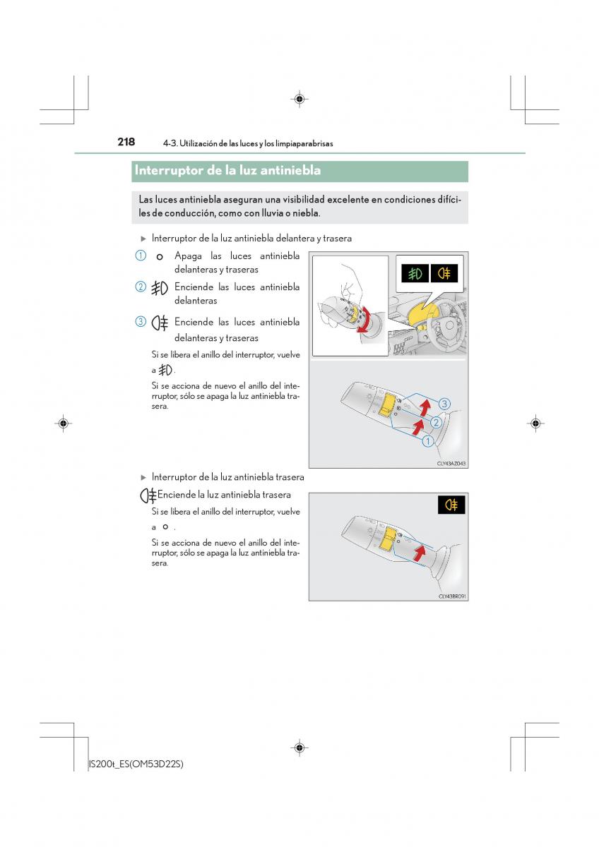 Lexus IS200t III 3 manual del propietario / page 218