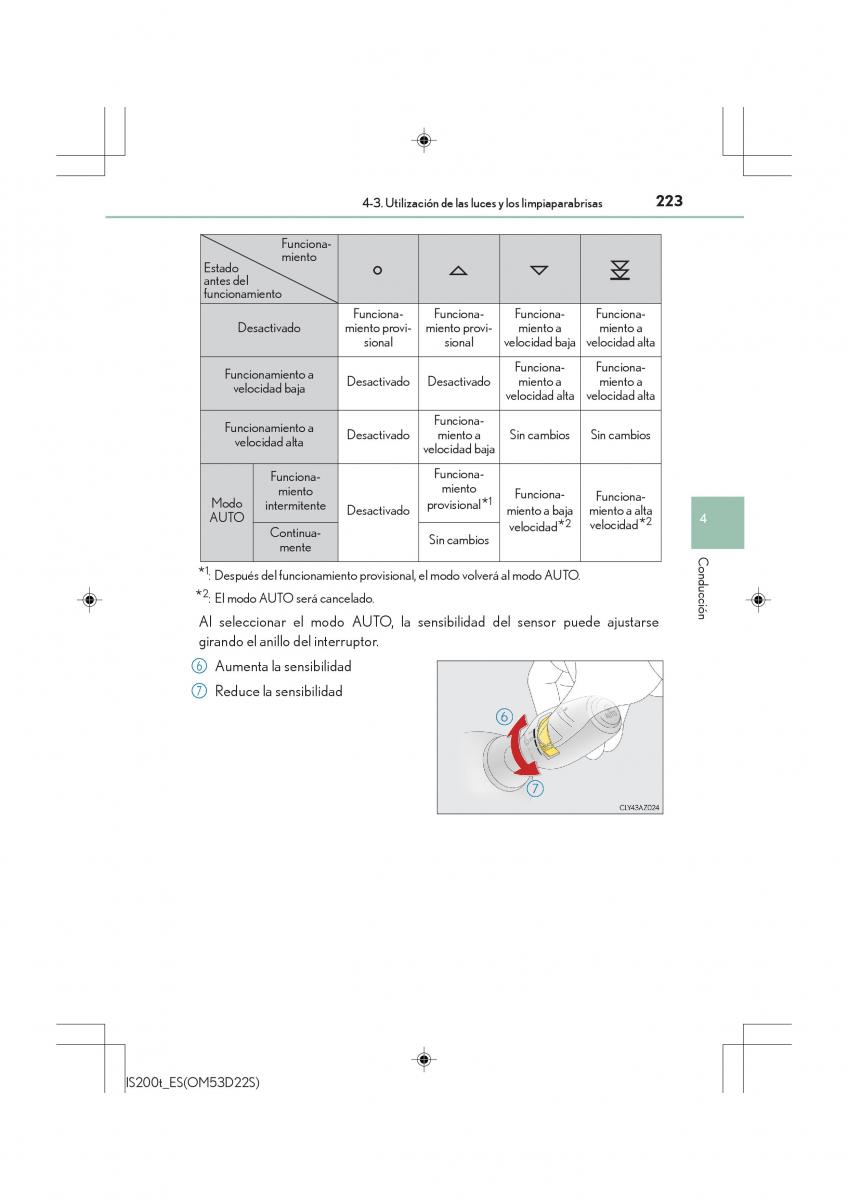 Lexus IS200t III 3 manual del propietario / page 223