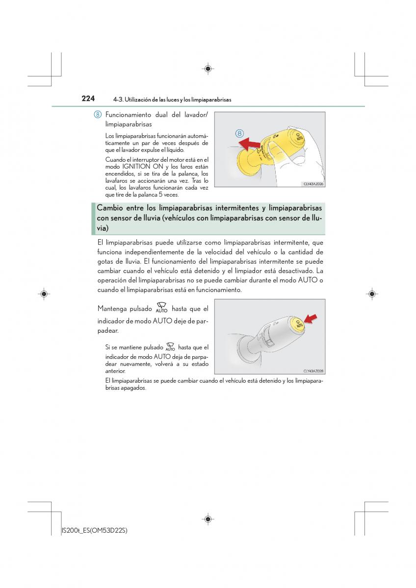 Lexus IS200t III 3 manual del propietario / page 224