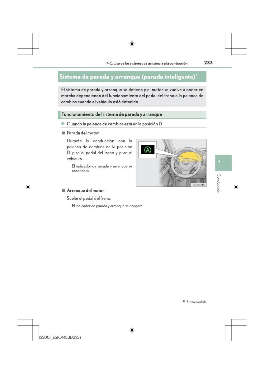 Lexus IS200t III 3 manual del propietario / page 233