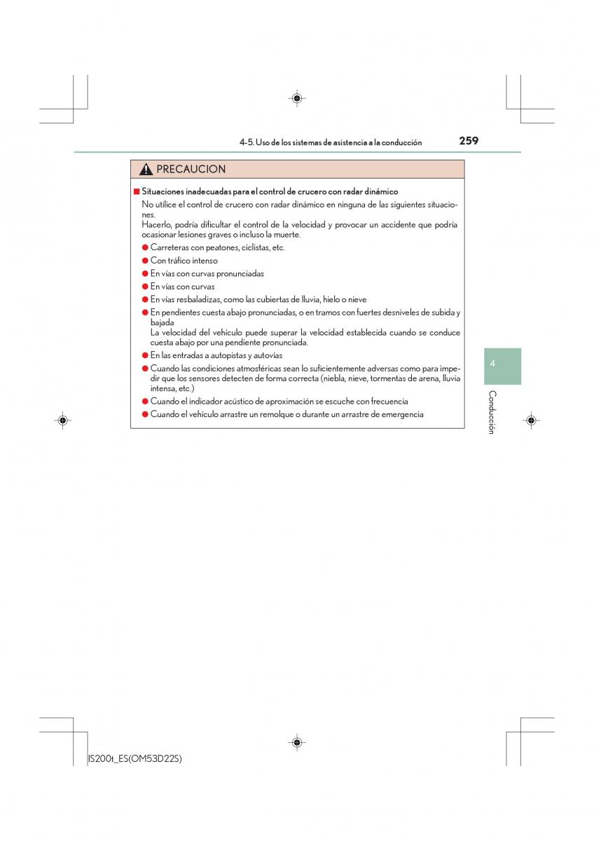 Lexus IS200t III 3 manual del propietario / page 259