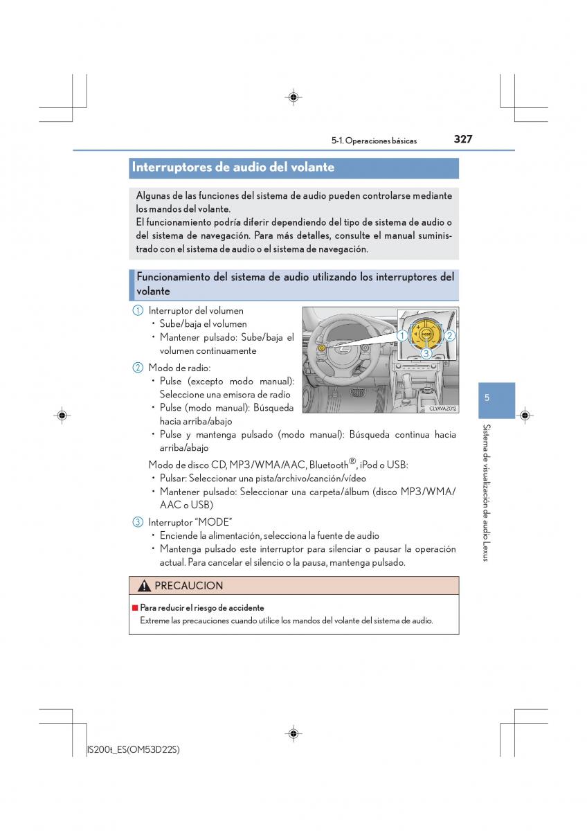 Lexus IS200t III 3 manual del propietario / page 327