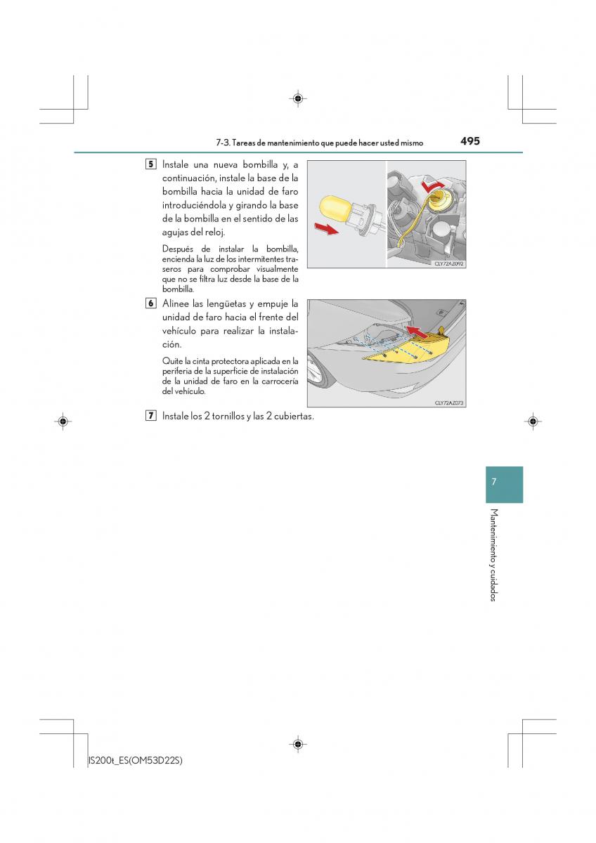 Lexus IS200t III 3 manual del propietario / page 495