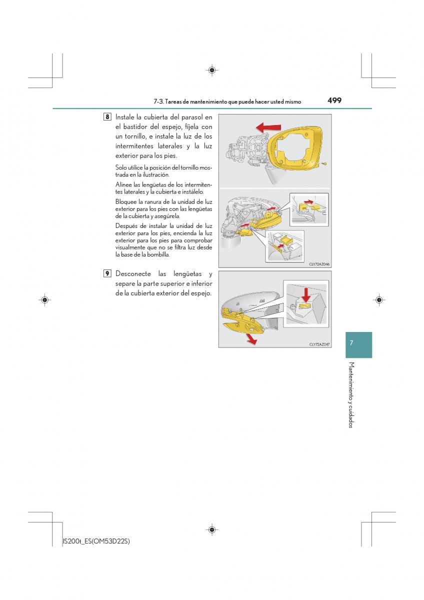 Lexus IS200t III 3 manual del propietario / page 499