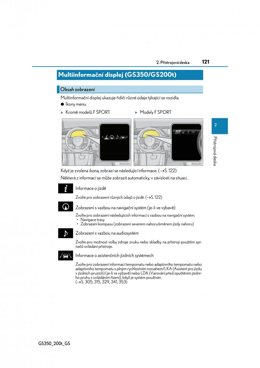 Lexus GS F IV 4 navod k obsludze / page 121