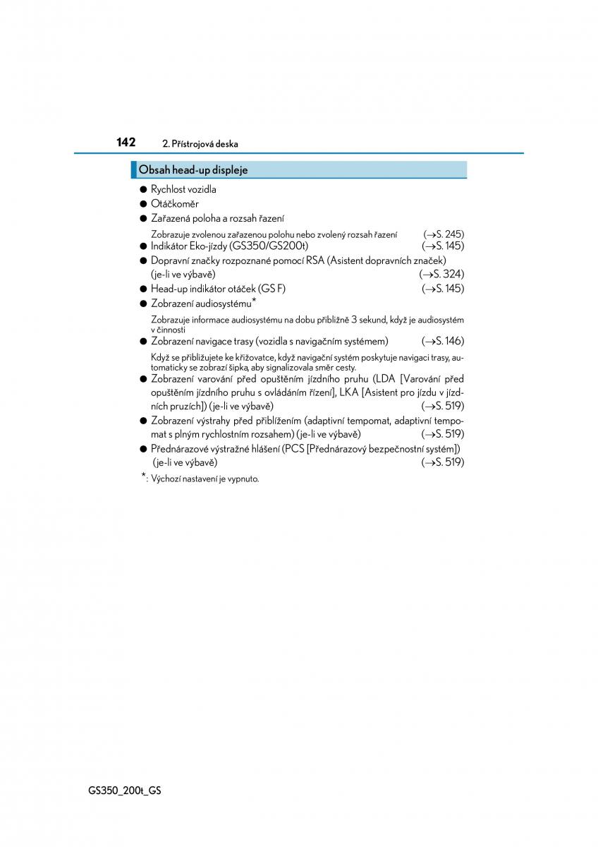 Lexus GS F IV 4 navod k obsludze / page 142