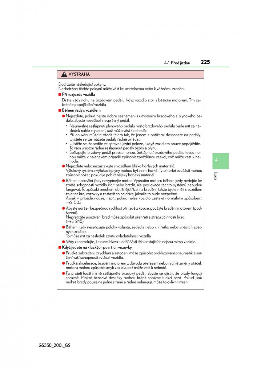 Lexus GS F IV 4 navod k obsludze / page 225