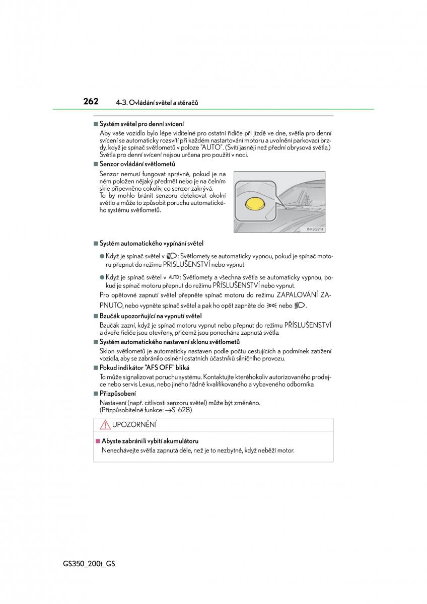 Lexus GS F IV 4 navod k obsludze / page 262