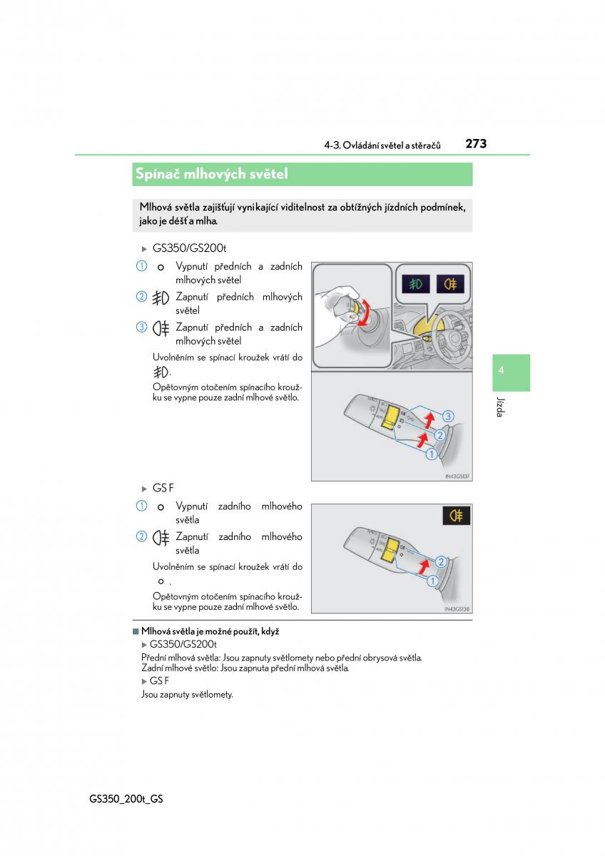 Lexus GS F IV 4 navod k obsludze / page 273