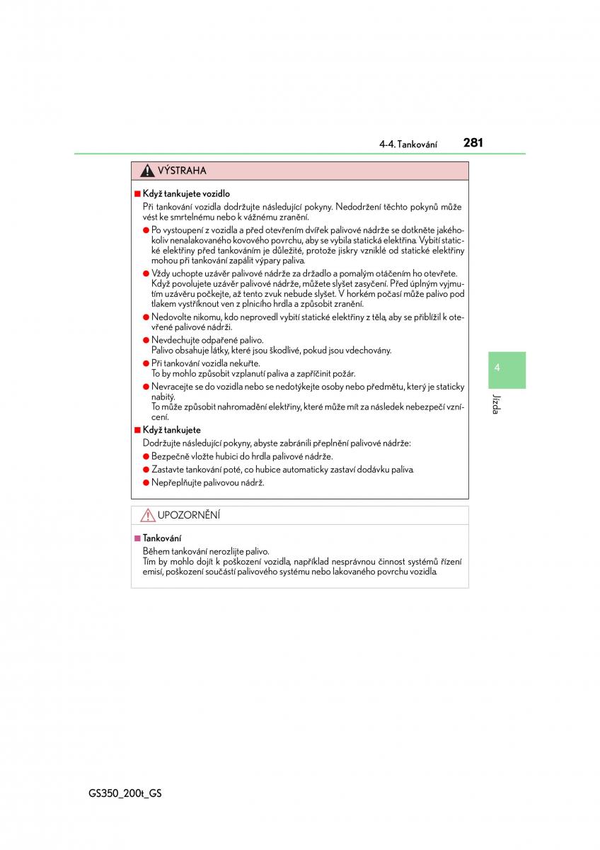 Lexus GS F IV 4 navod k obsludze / page 281