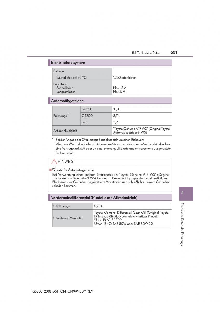 Lexus GS F IV 4 Handbuch / page 651