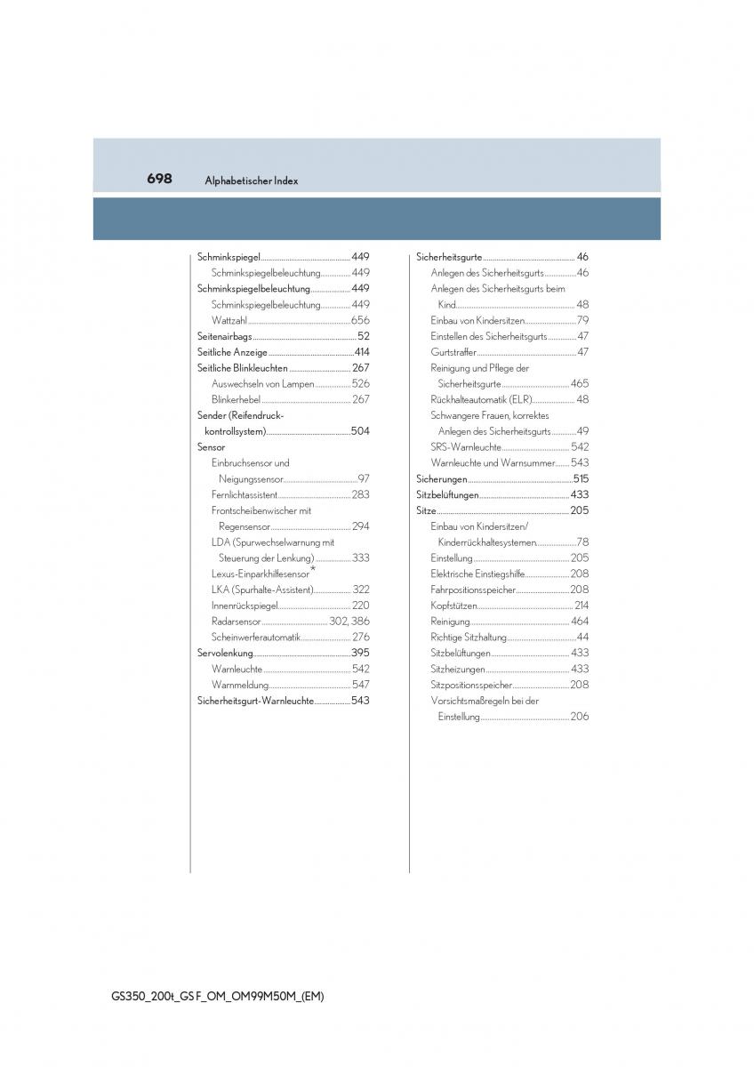 Lexus GS F IV 4 Handbuch / page 698