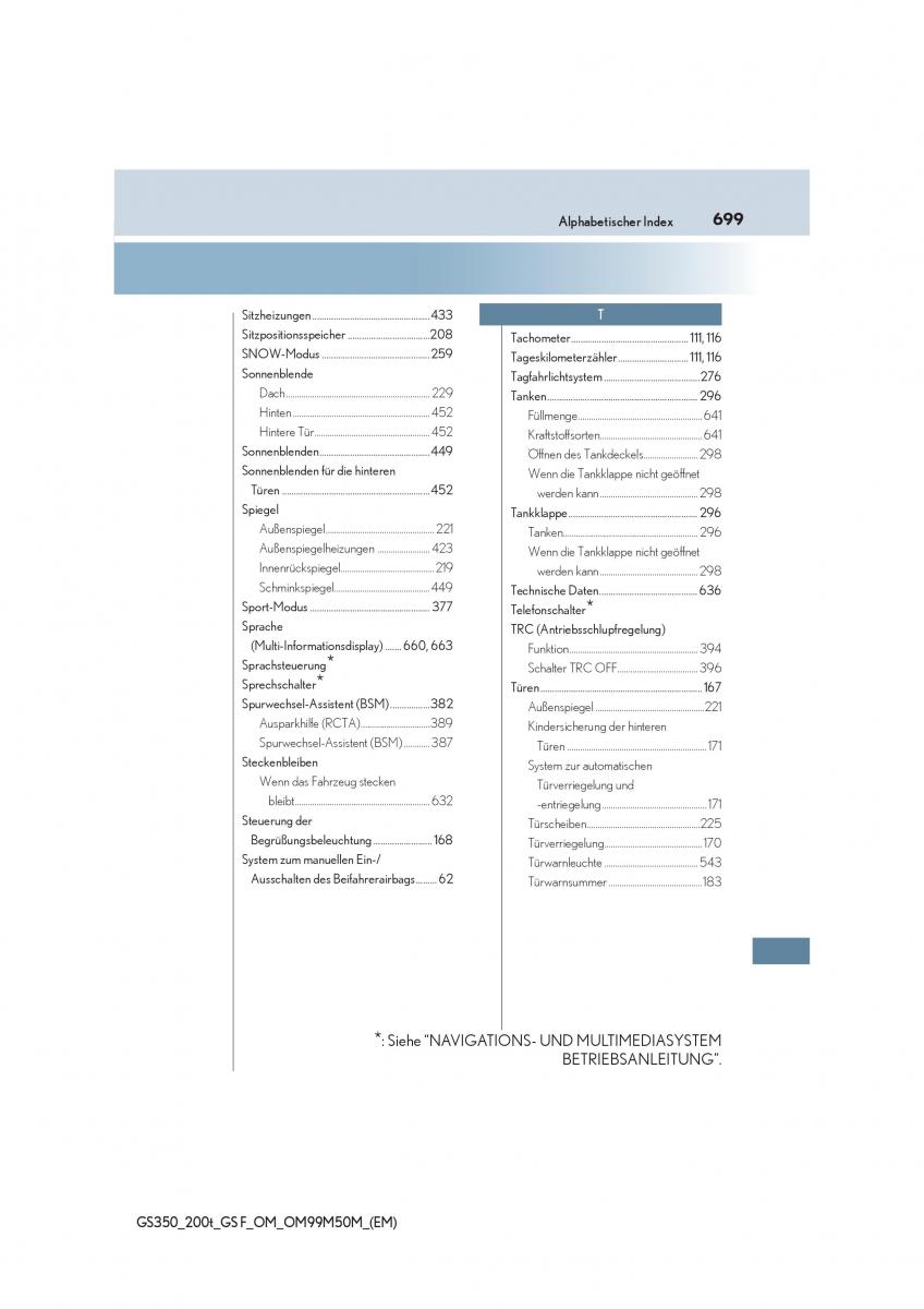 Lexus GS F IV 4 Handbuch / page 699