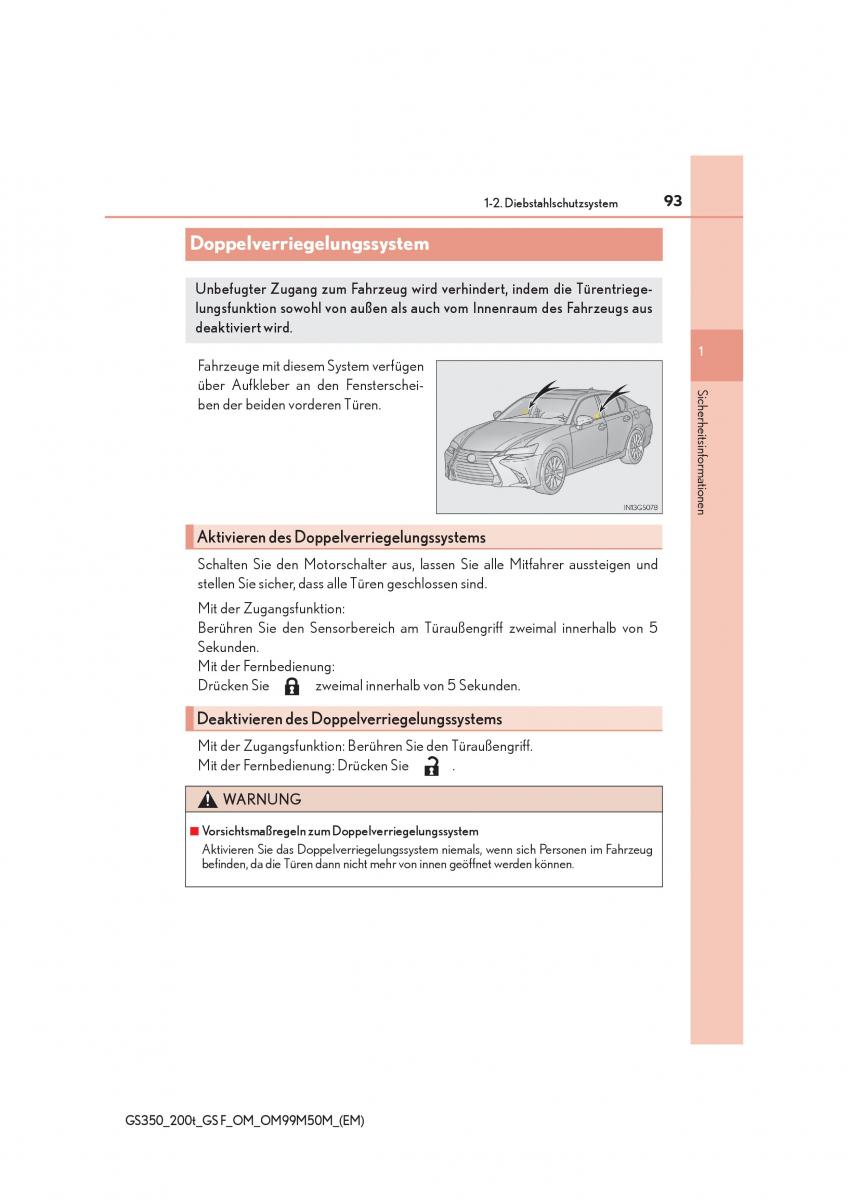 Lexus GS F IV 4 Handbuch / page 93