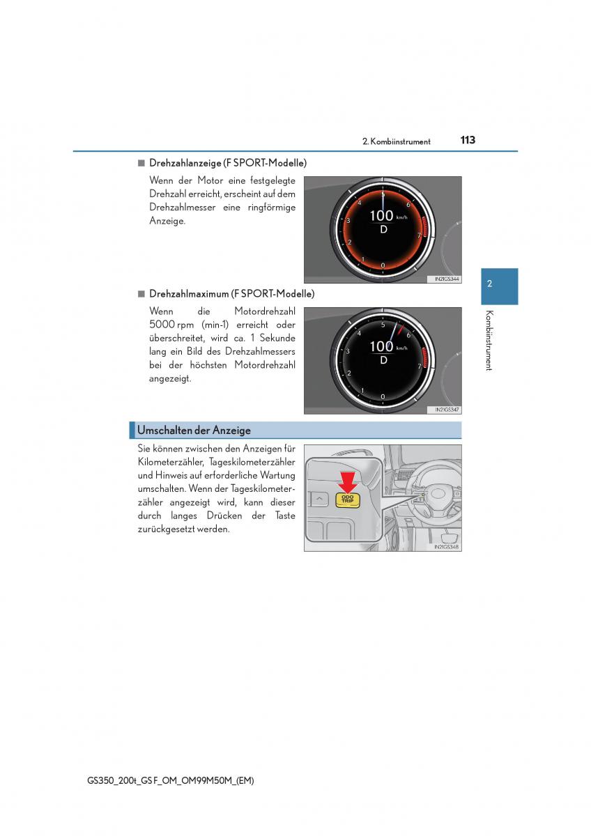 Lexus GS F IV 4 Handbuch / page 113