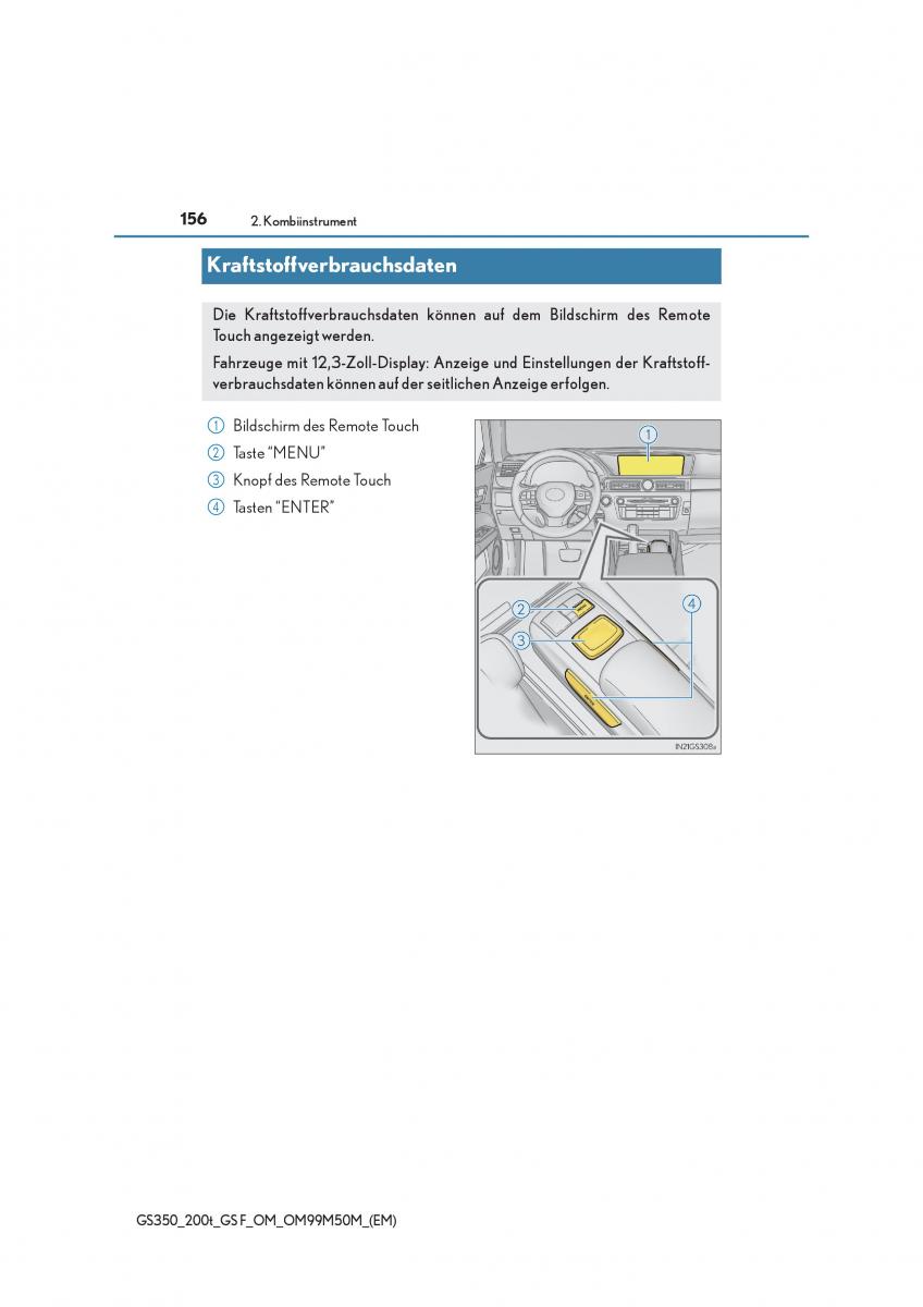 Lexus GS F IV 4 Handbuch / page 156