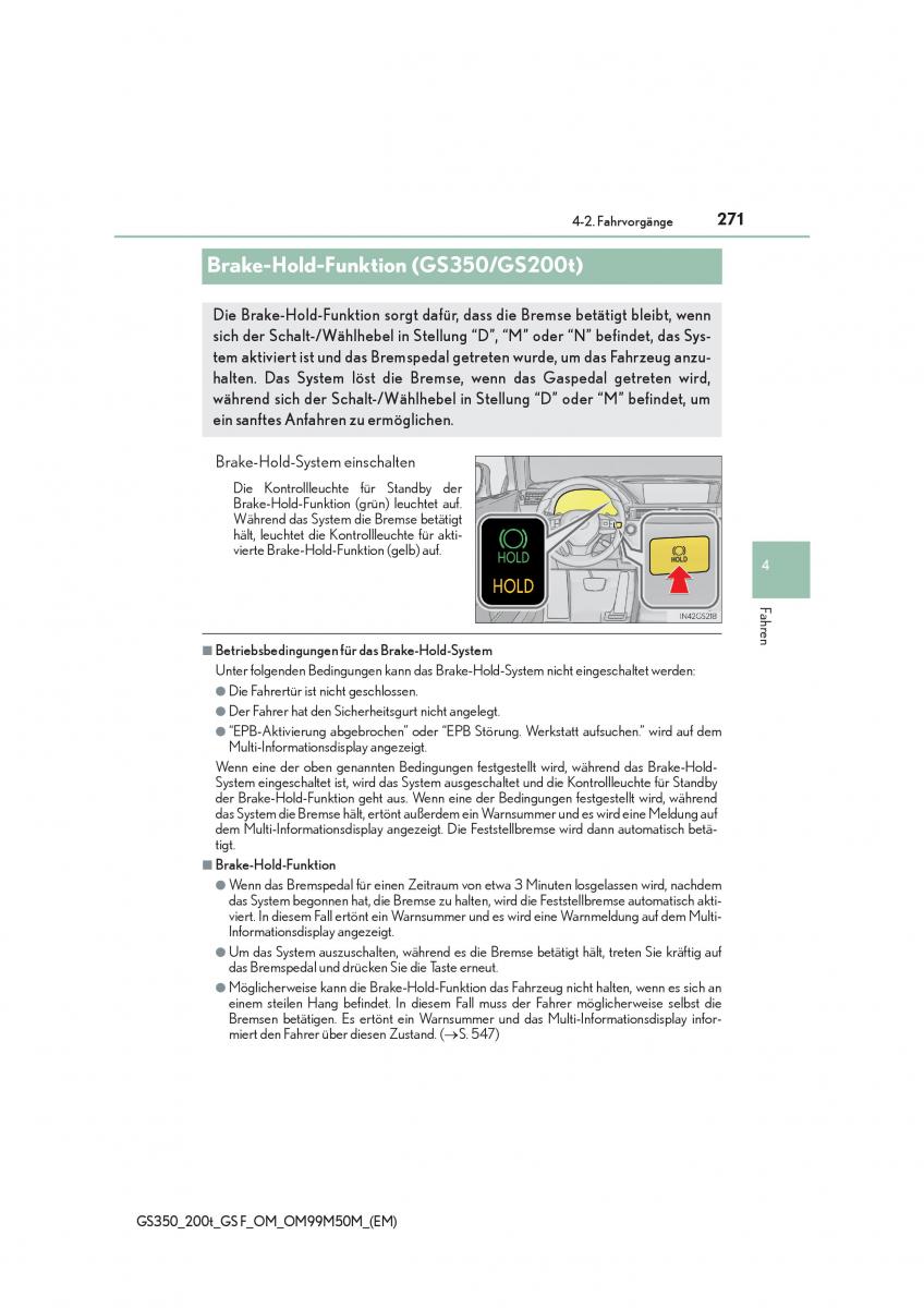 Lexus GS F IV 4 Handbuch / page 271