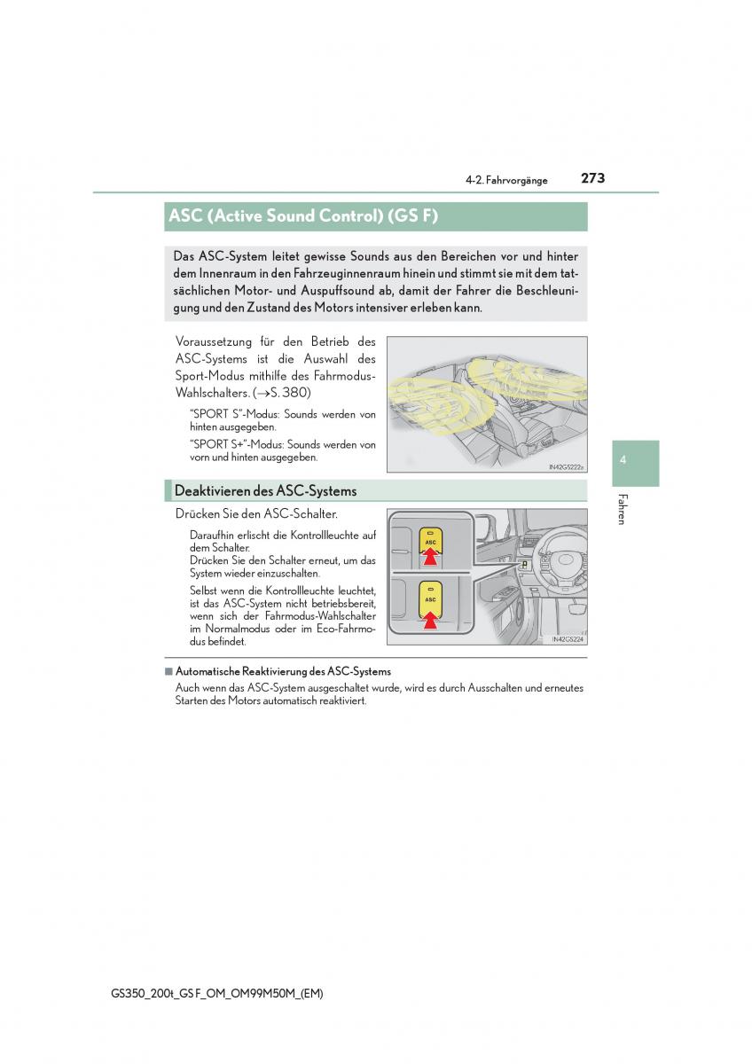 Lexus GS F IV 4 Handbuch / page 273