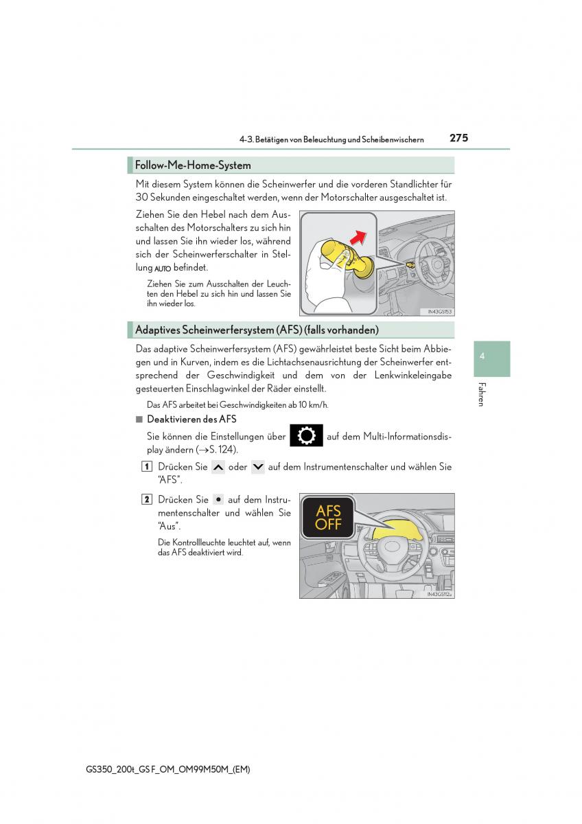 Lexus GS F IV 4 Handbuch / page 275