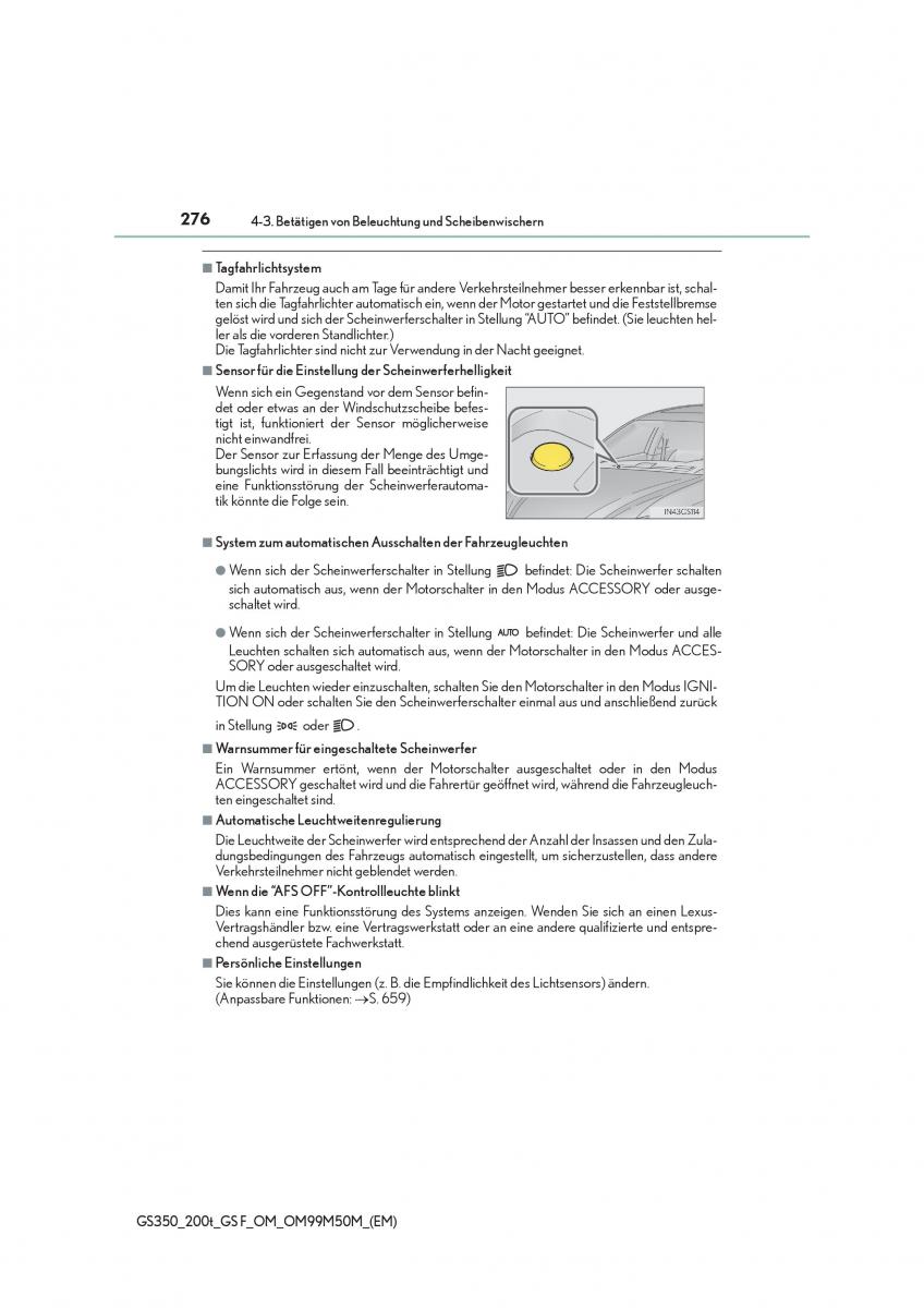 Lexus GS F IV 4 Handbuch / page 276