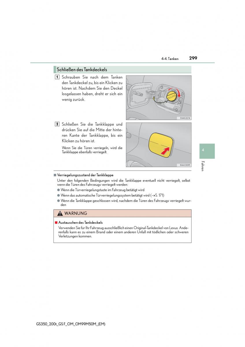 Lexus GS F IV 4 Handbuch / page 299