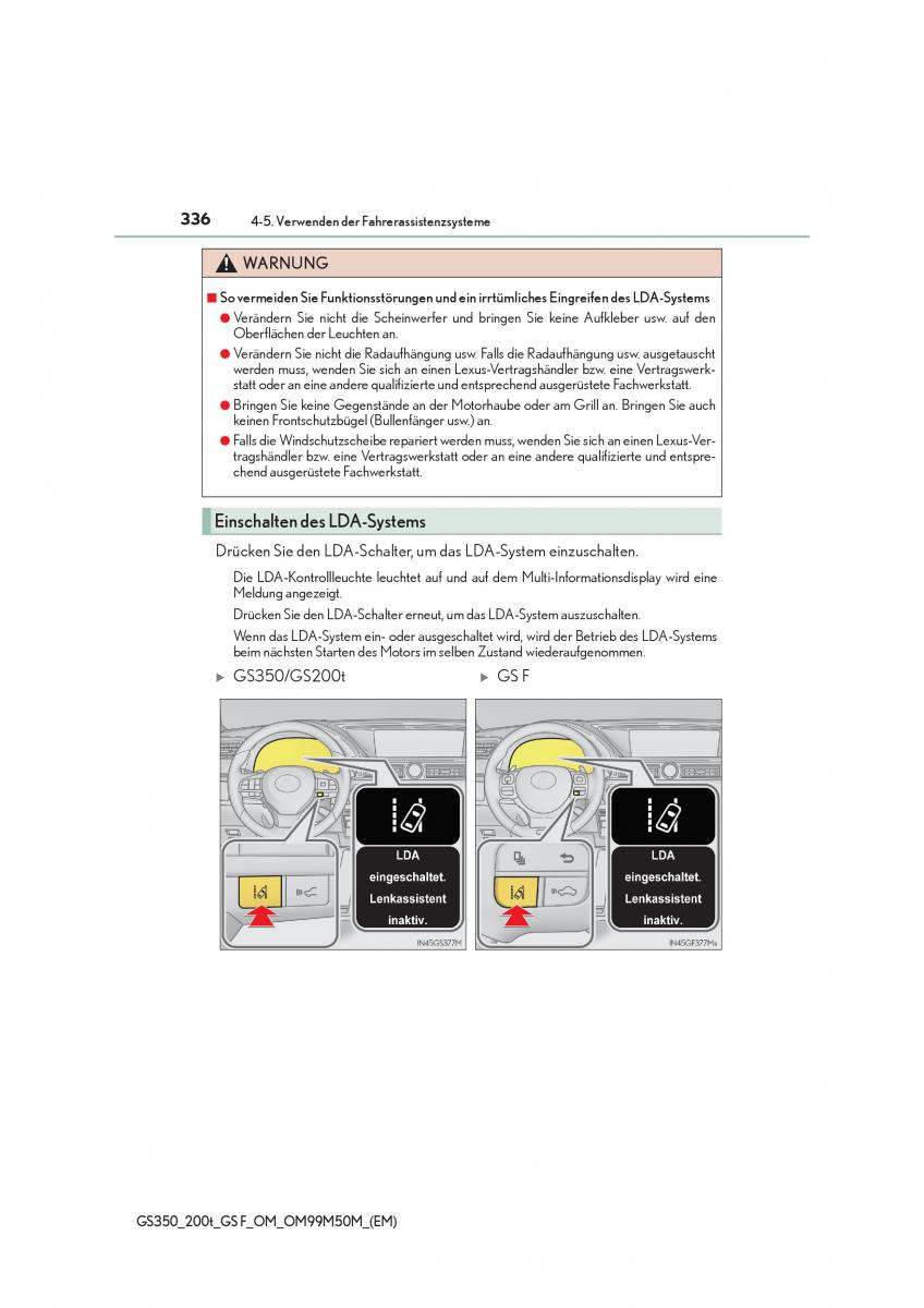 Lexus GS F IV 4 Handbuch / page 336