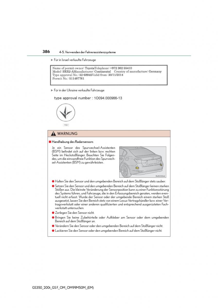 Lexus GS F IV 4 Handbuch / page 386