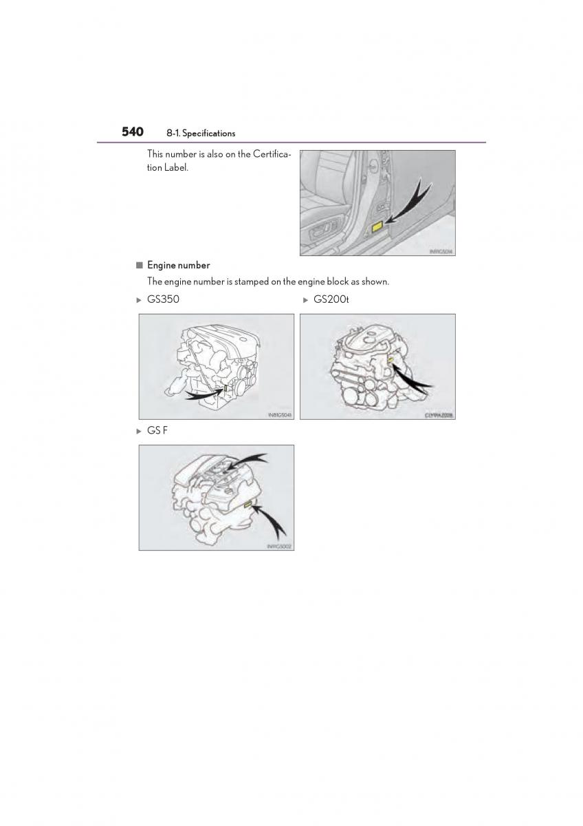 Lexus GS F IV 4 owners manual / page 542