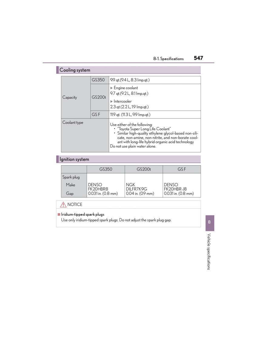 Lexus GS F IV 4 owners manual / page 549