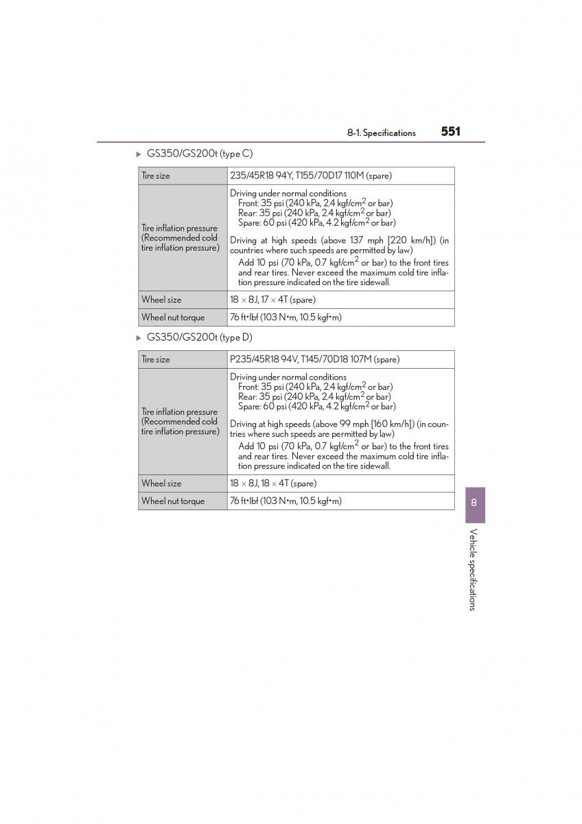 Lexus GS F IV 4 owners manual / page 553