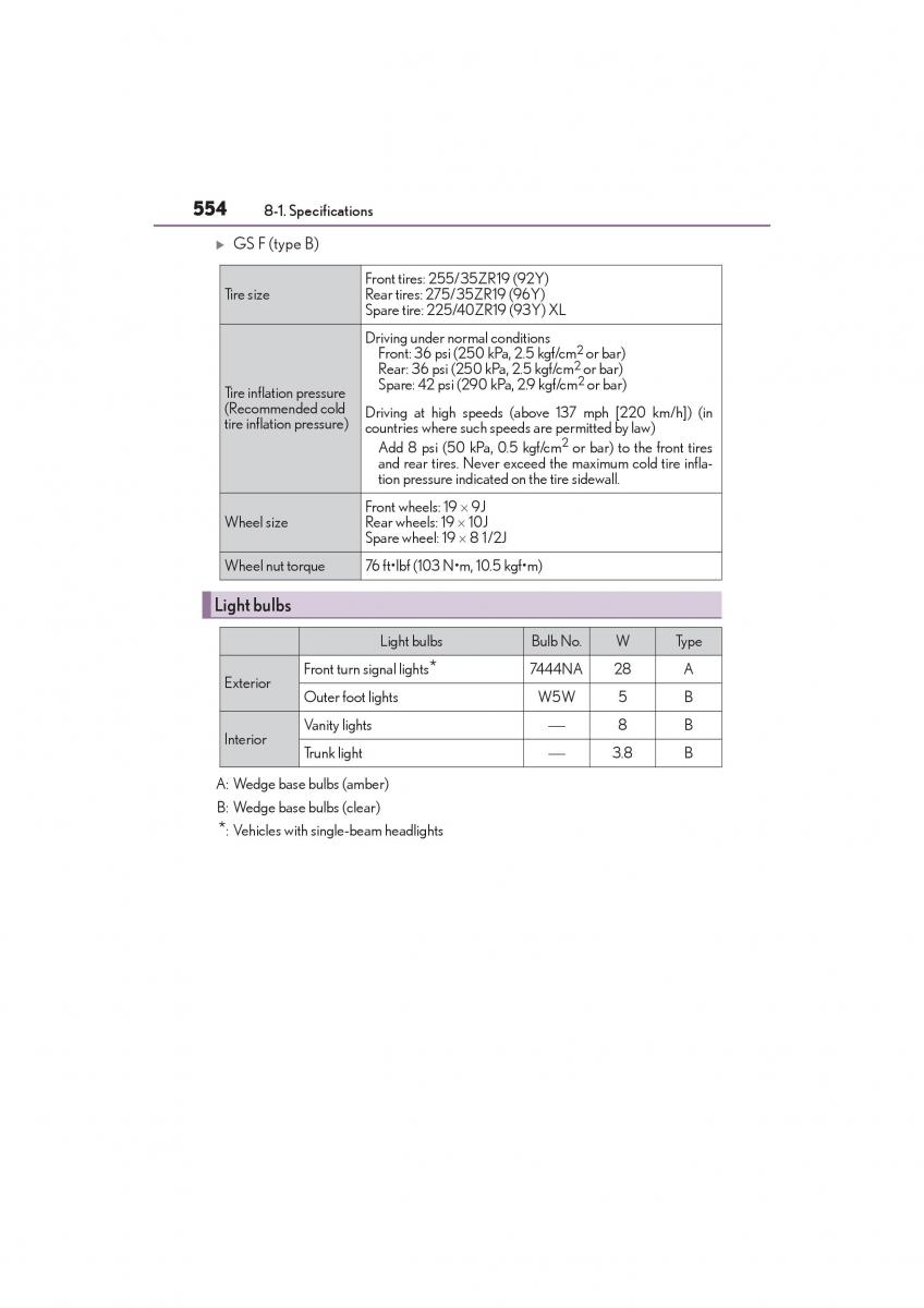 Lexus GS F IV 4 owners manual / page 556