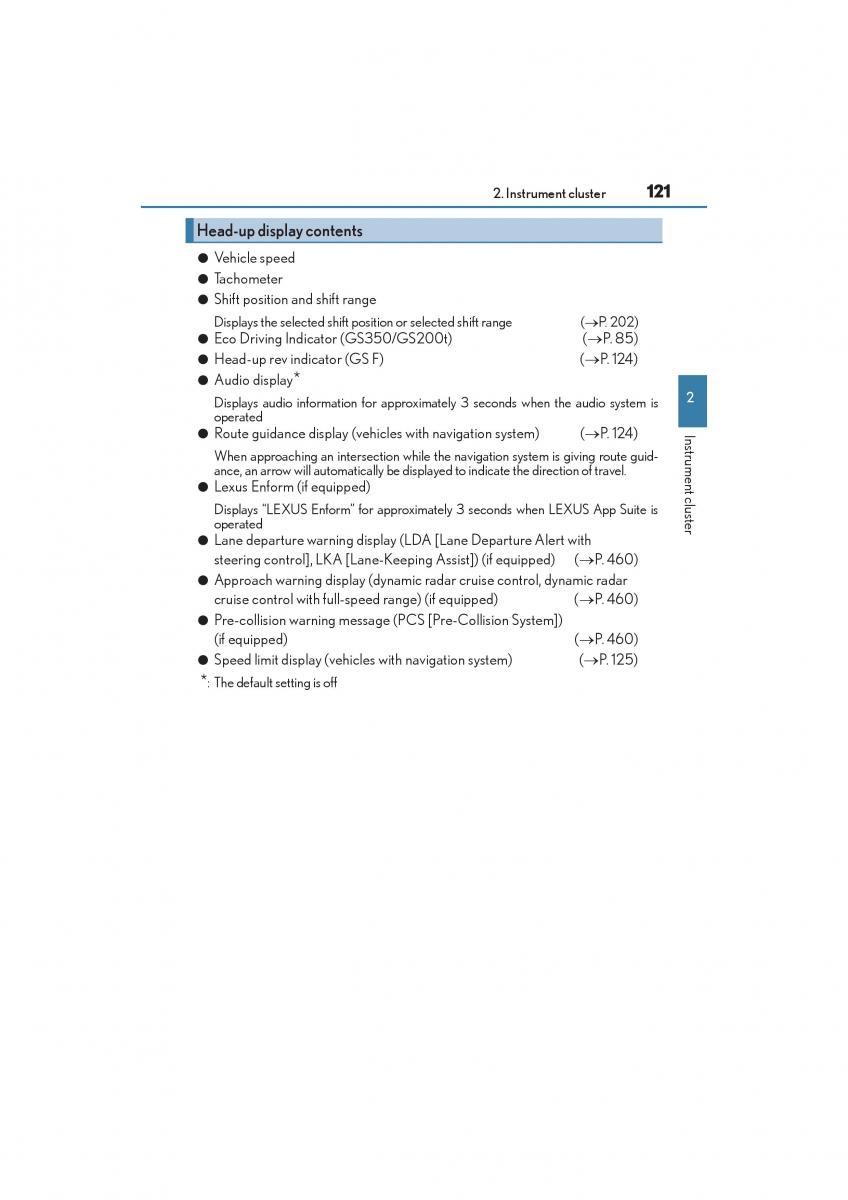 Lexus GS F IV 4 owners manual / page 123