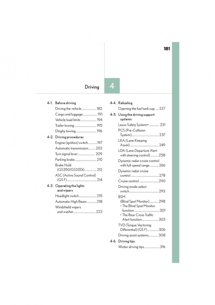 Lexus GS F IV 4 owners manual / page 183