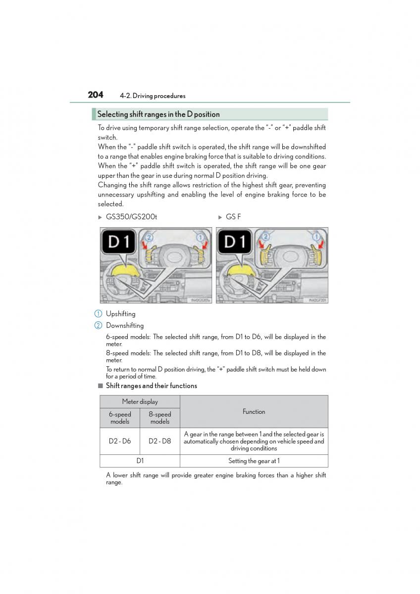 Lexus GS F IV 4 owners manual / page 206