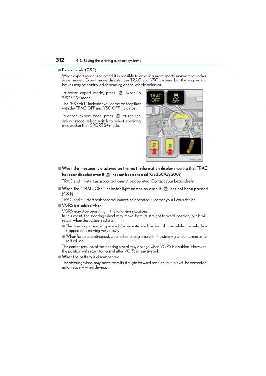 Lexus GS F IV 4 owners manual / page 314