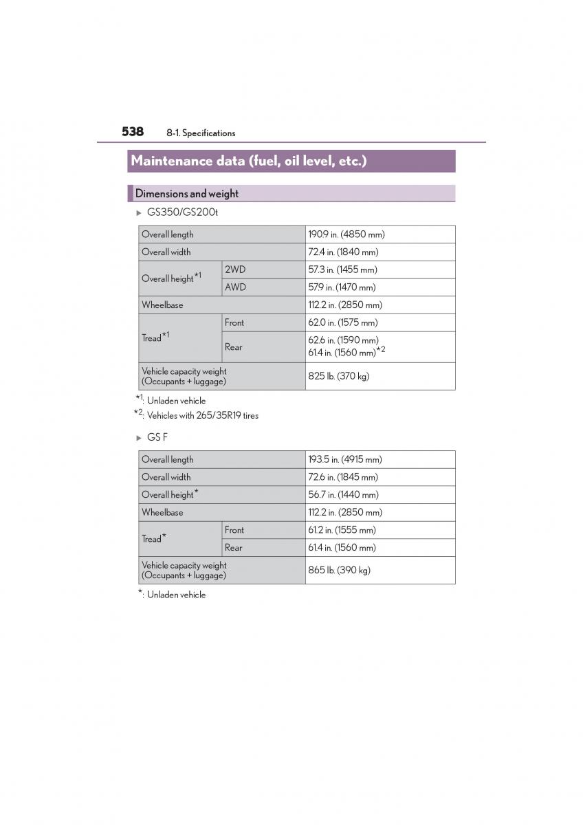 Lexus GS F IV 4 owners manual / page 540