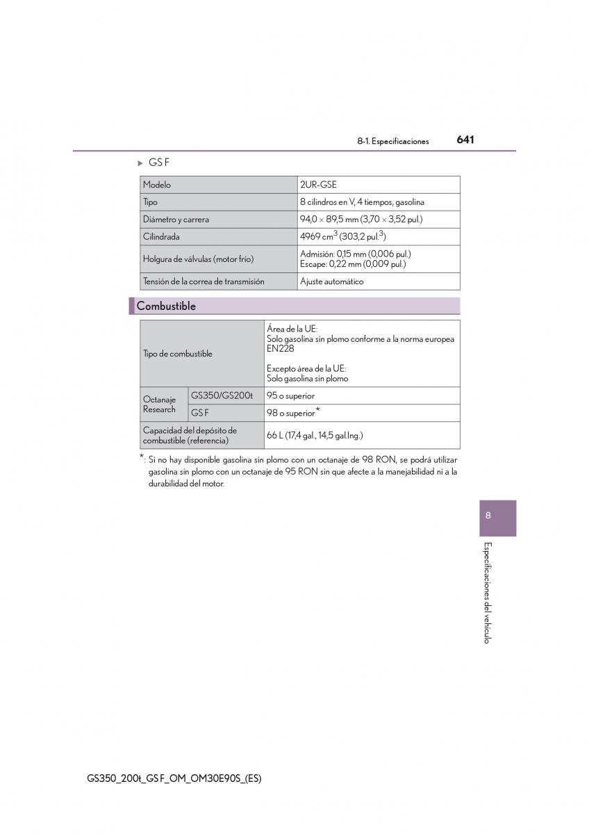 Lexus GS F IV 4 manual del propietario / page 641