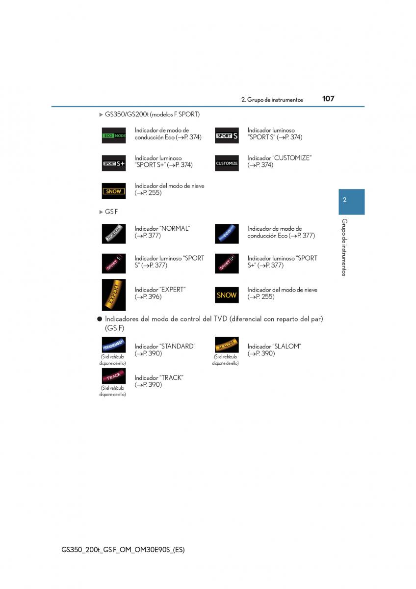 Lexus GS F IV 4 manual del propietario / page 107