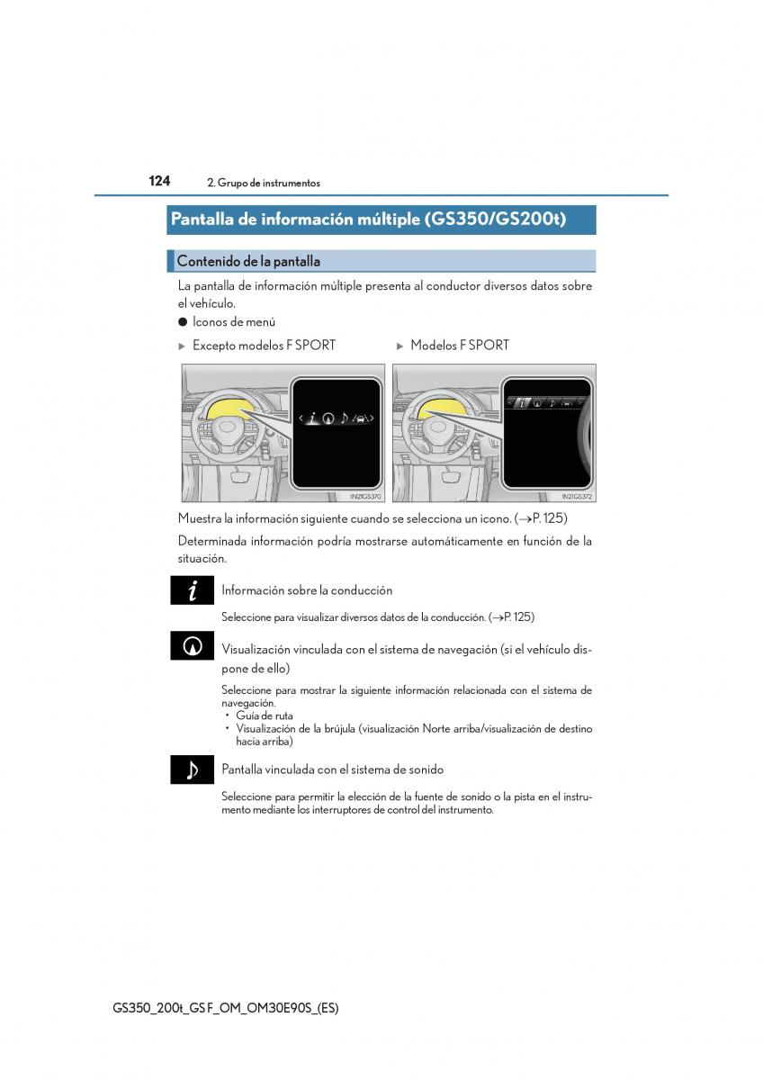 Lexus GS F IV 4 manual del propietario / page 124