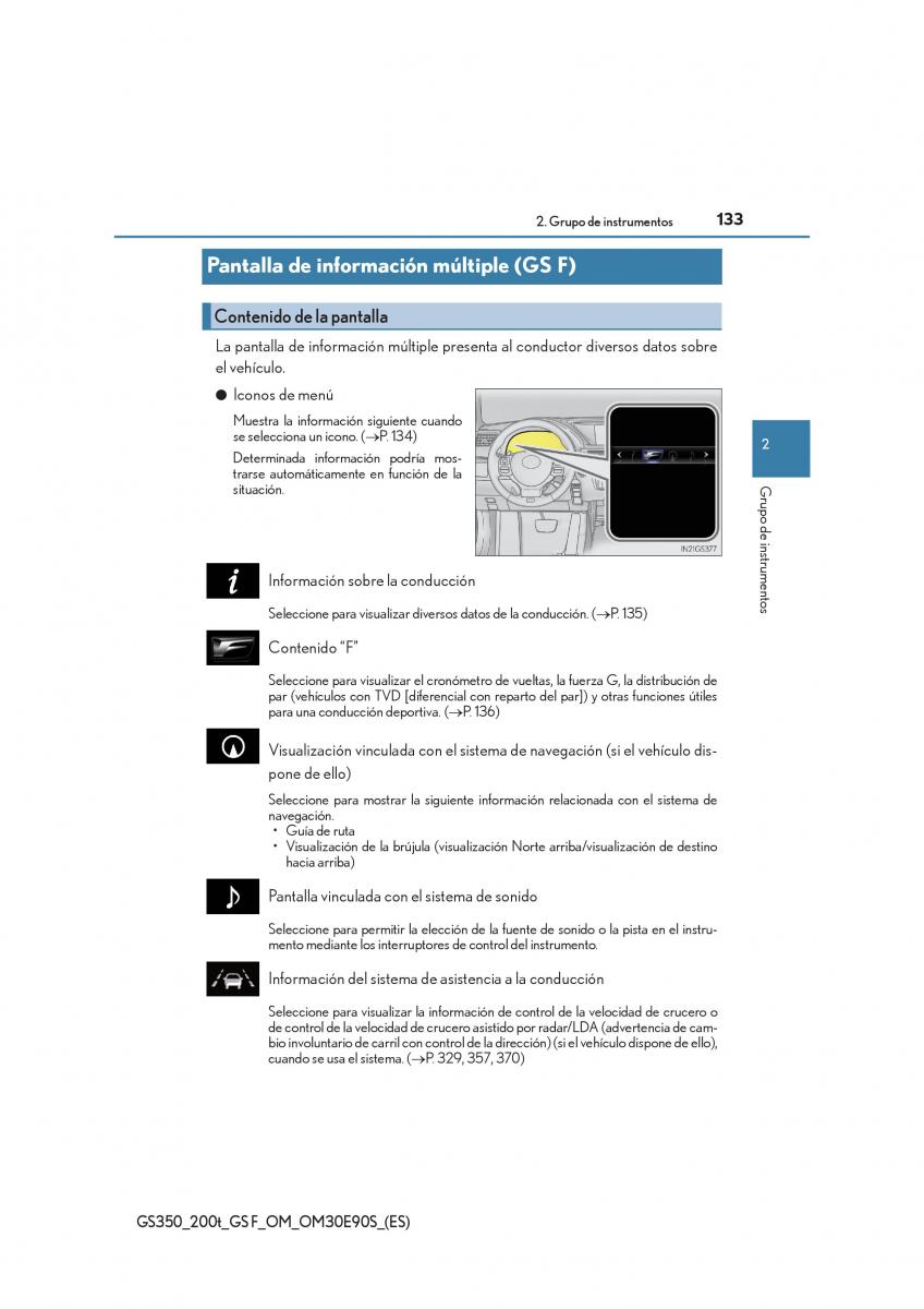 Lexus GS F IV 4 manual del propietario / page 133