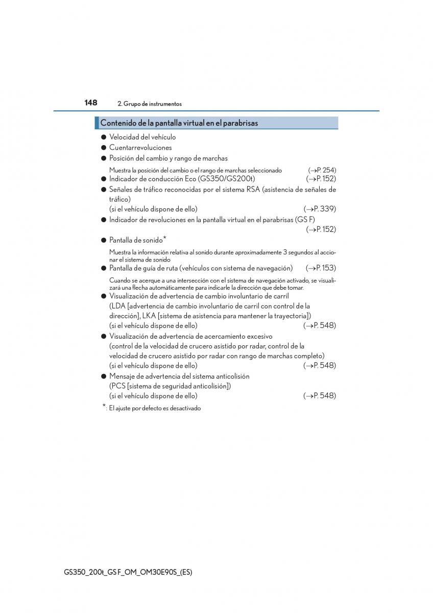 Lexus GS F IV 4 manual del propietario / page 148